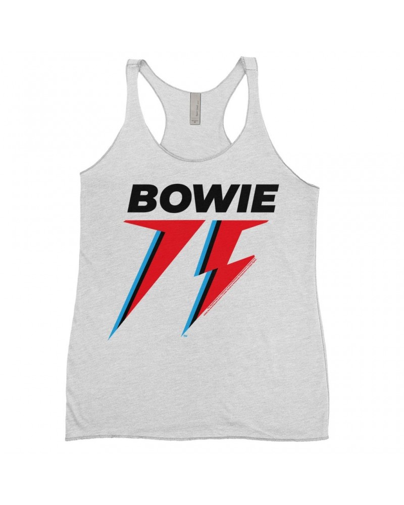 David Bowie Ladies' Tank Top | Black Blue & Red 75th Logo Shirt $14.48 Shirts
