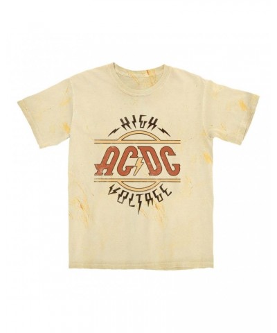 AC/DC T-shirt | Retro Colored High Voltage Design Distressed Color Blast Shirt $10.78 Shirts