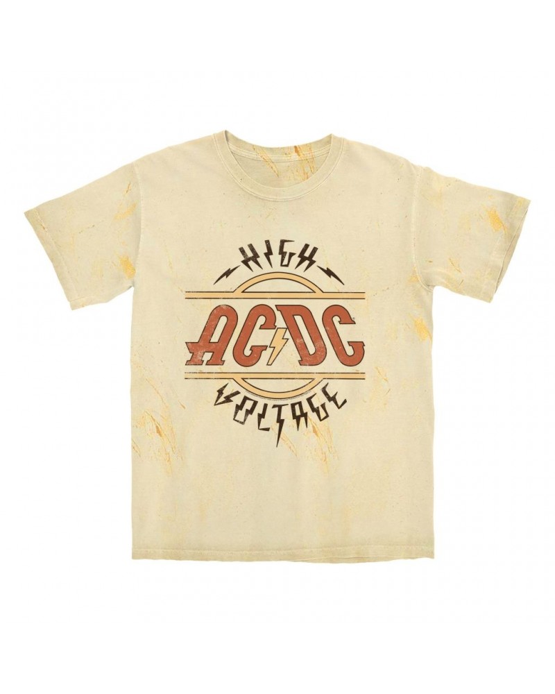 AC/DC T-shirt | Retro Colored High Voltage Design Distressed Color Blast Shirt $10.78 Shirts